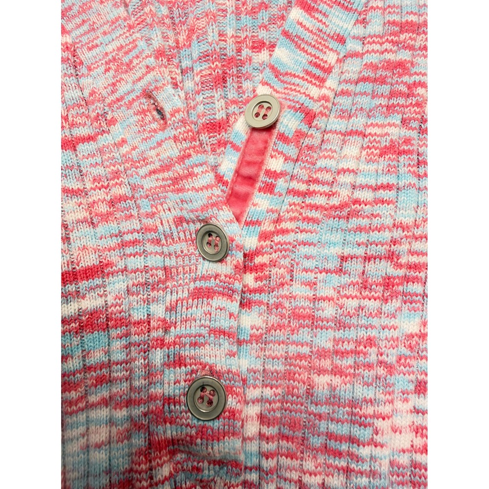 Sundance Pink Blue Space Dye Ribbed Henley Top Long Sleeve Button Cuff Small - Picture 8 of 8